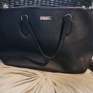 kate spade Black Saffiano Leather Zip-Top Tote
